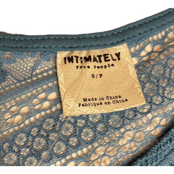 NEW Free People Intimately Blue Floral Paisley Lace Stretch Bodycon Dress Size S - Picture 3 of 7